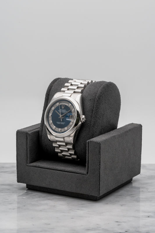Rolex Daydate 36 118206 Platinum Pave Blue