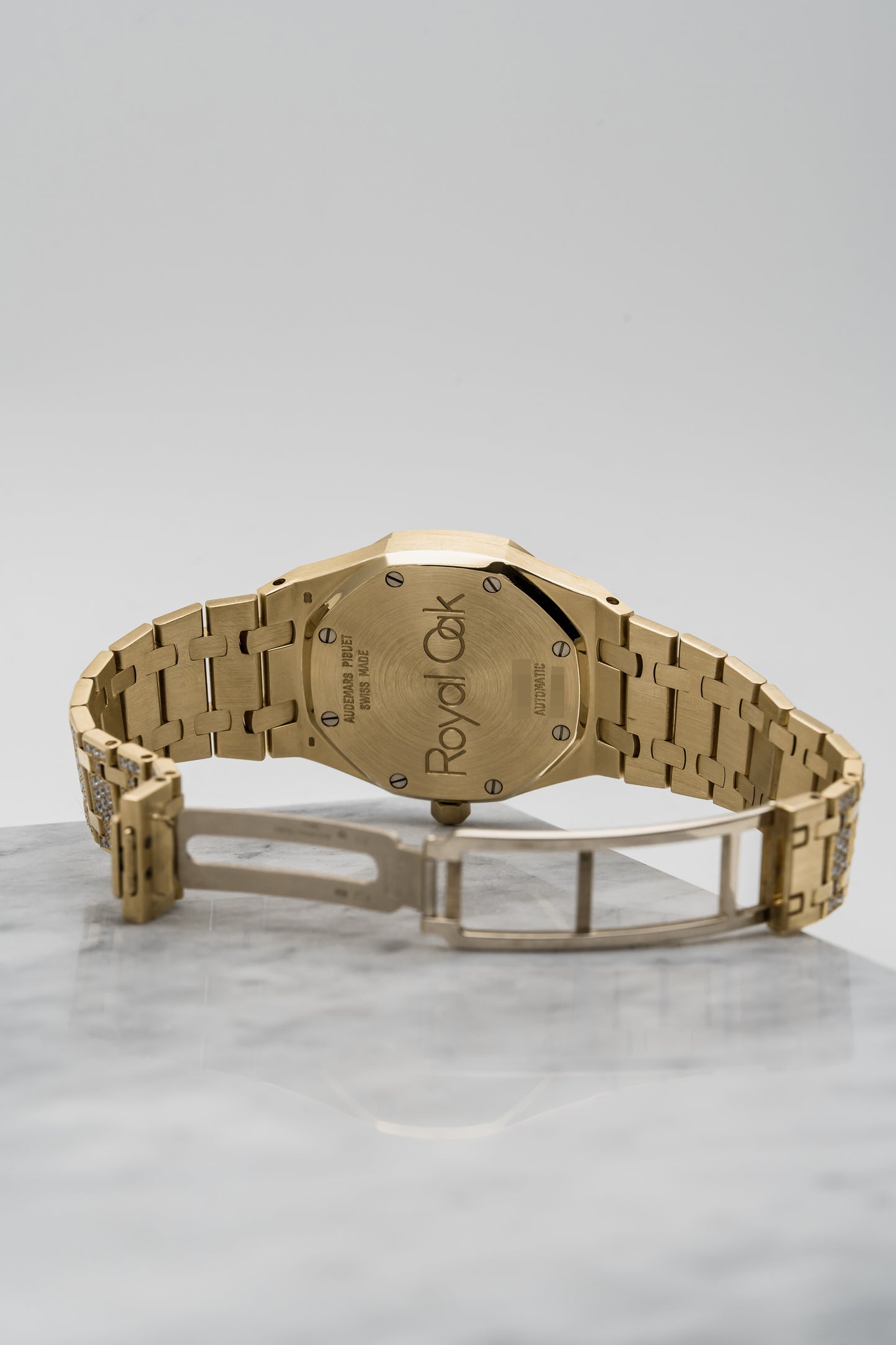 Audemars Piguet Royal Oak 14840BA Factory Full Diamond Gemset, Yellow Gold, Pave Diamond Dial