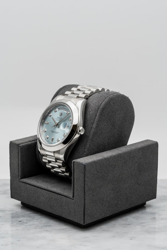 Rolex Day-Date II 218206 Platinum, Baby Blue Dial with Diamonds