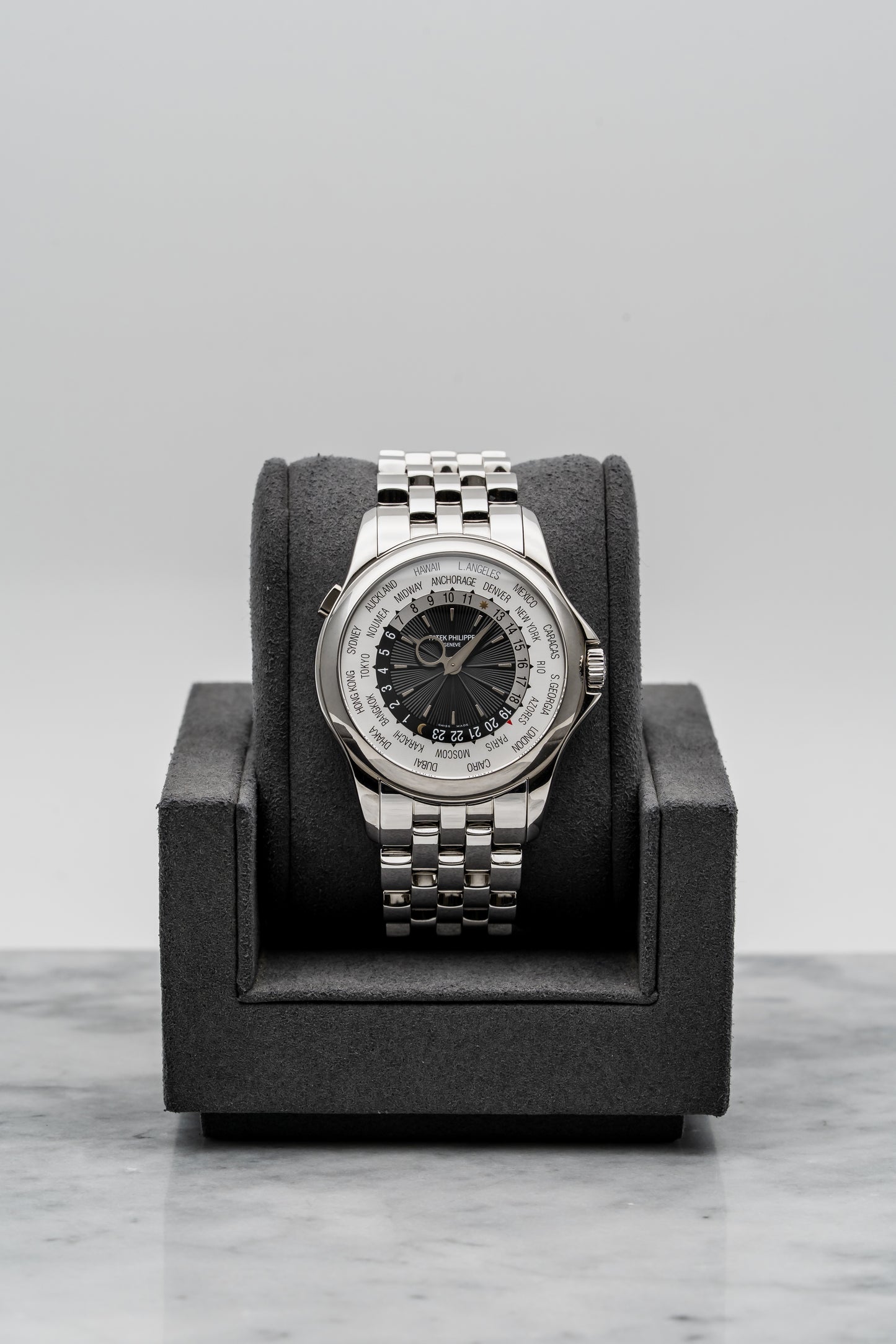 Patek Philippe World Time 5130/1G White Gold, Black Guilloché Dial