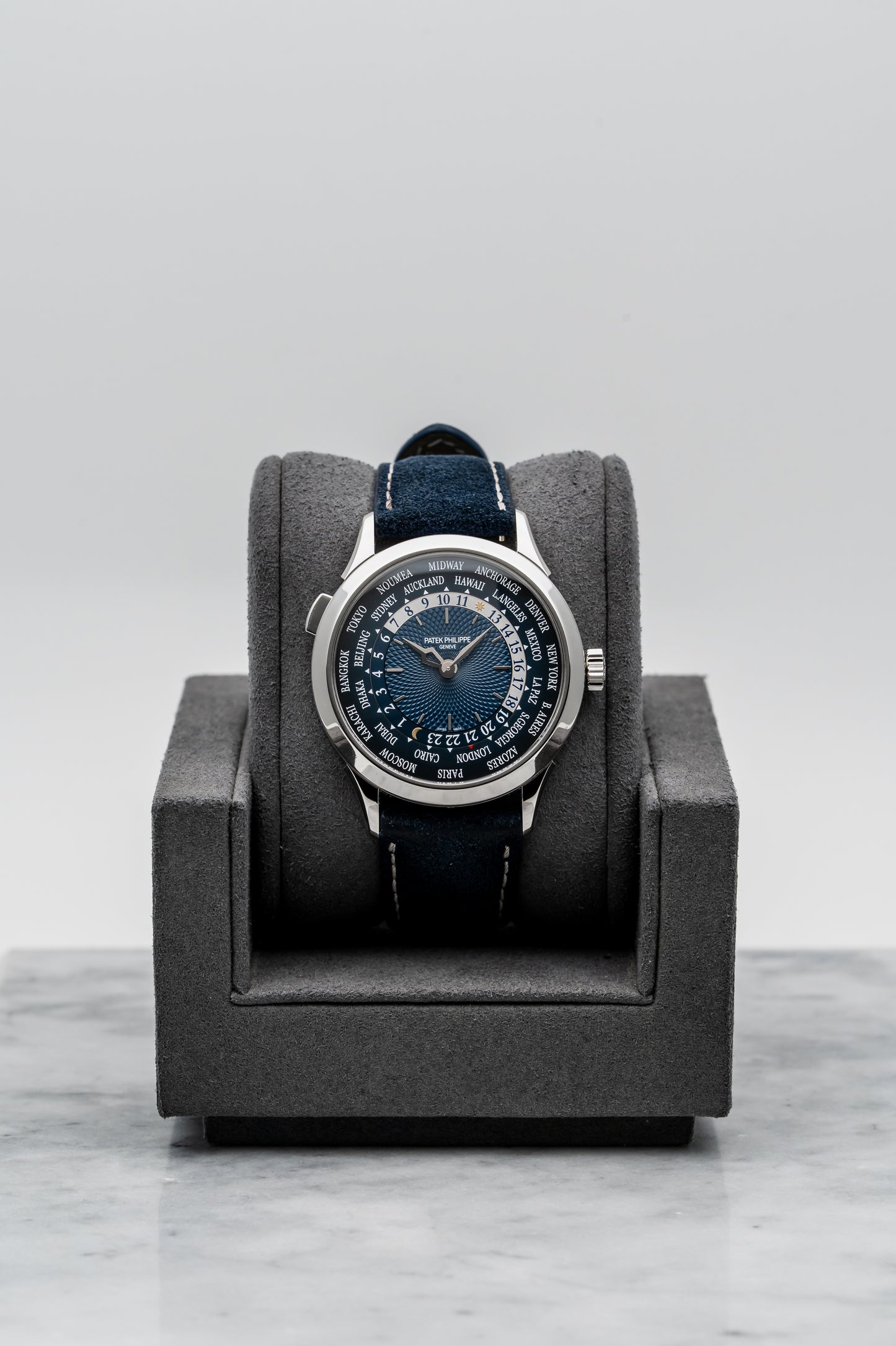 Patek Philippe World Time 5230P-001 Platinum with Blue Guilloché Dial