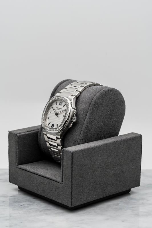 Patek Philippe Nautilus 7018/1A-001 – Ladies White Dial, Diamond Bezel