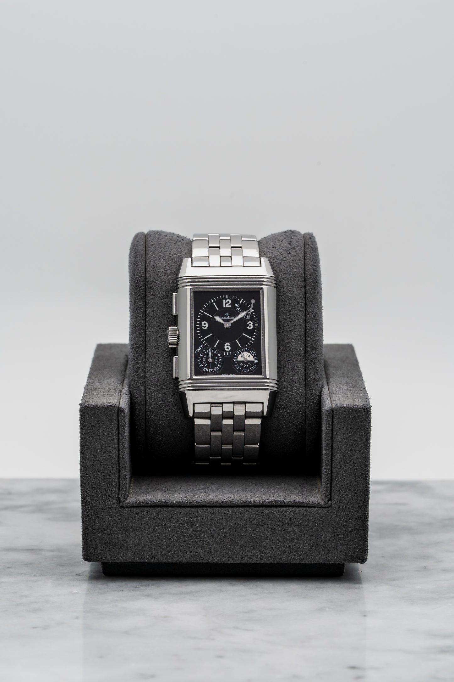Jaeger-LeCoultre Reverso Duo Q3028120 – Stainless Steel, Silver & Black Dials