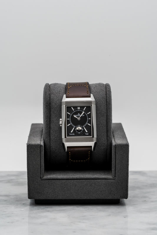 Jaeger-LeCoultre Reverso Tribute Duoface Large Date Q3848422 Stainless Steel, Silver & Black Dial
