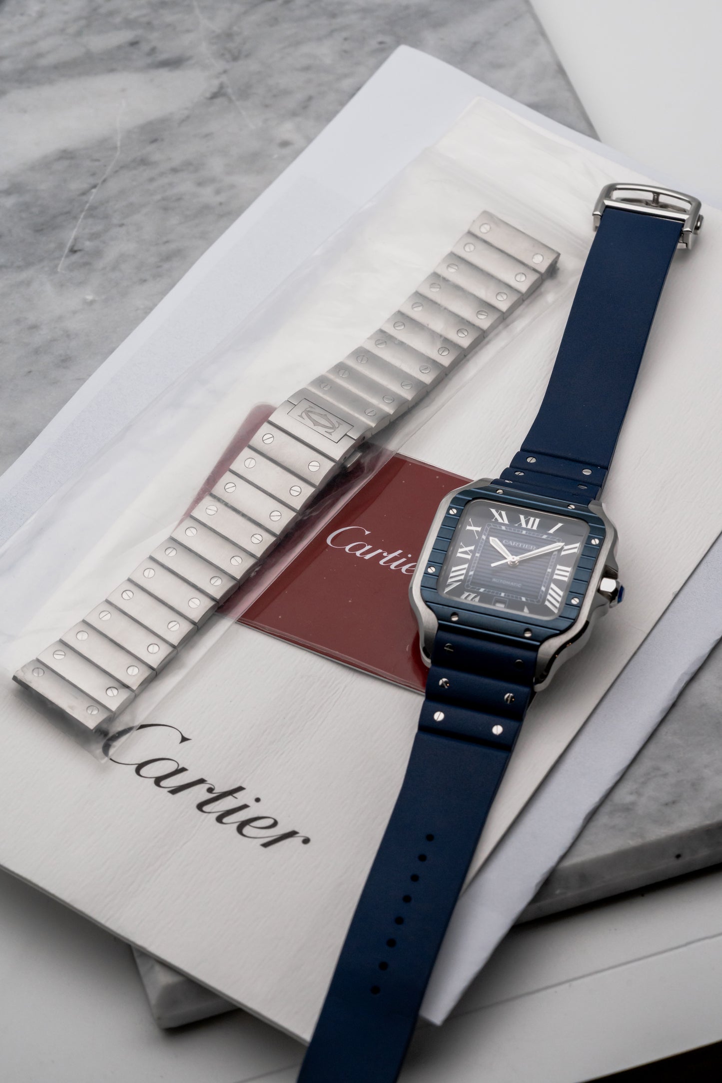 Cartier Santos Large WSSA0048 Blue PVD, Blue Dial