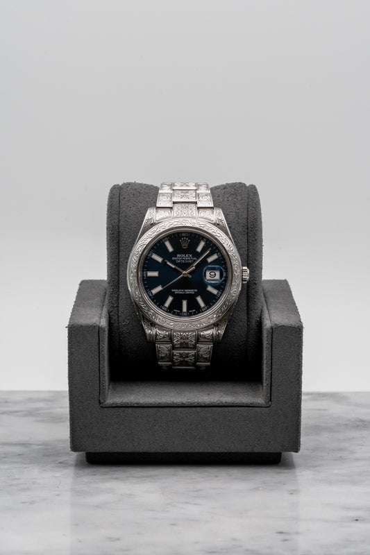Rolex Datejust 116300 Custom Hand-Engraved Blue Dial
