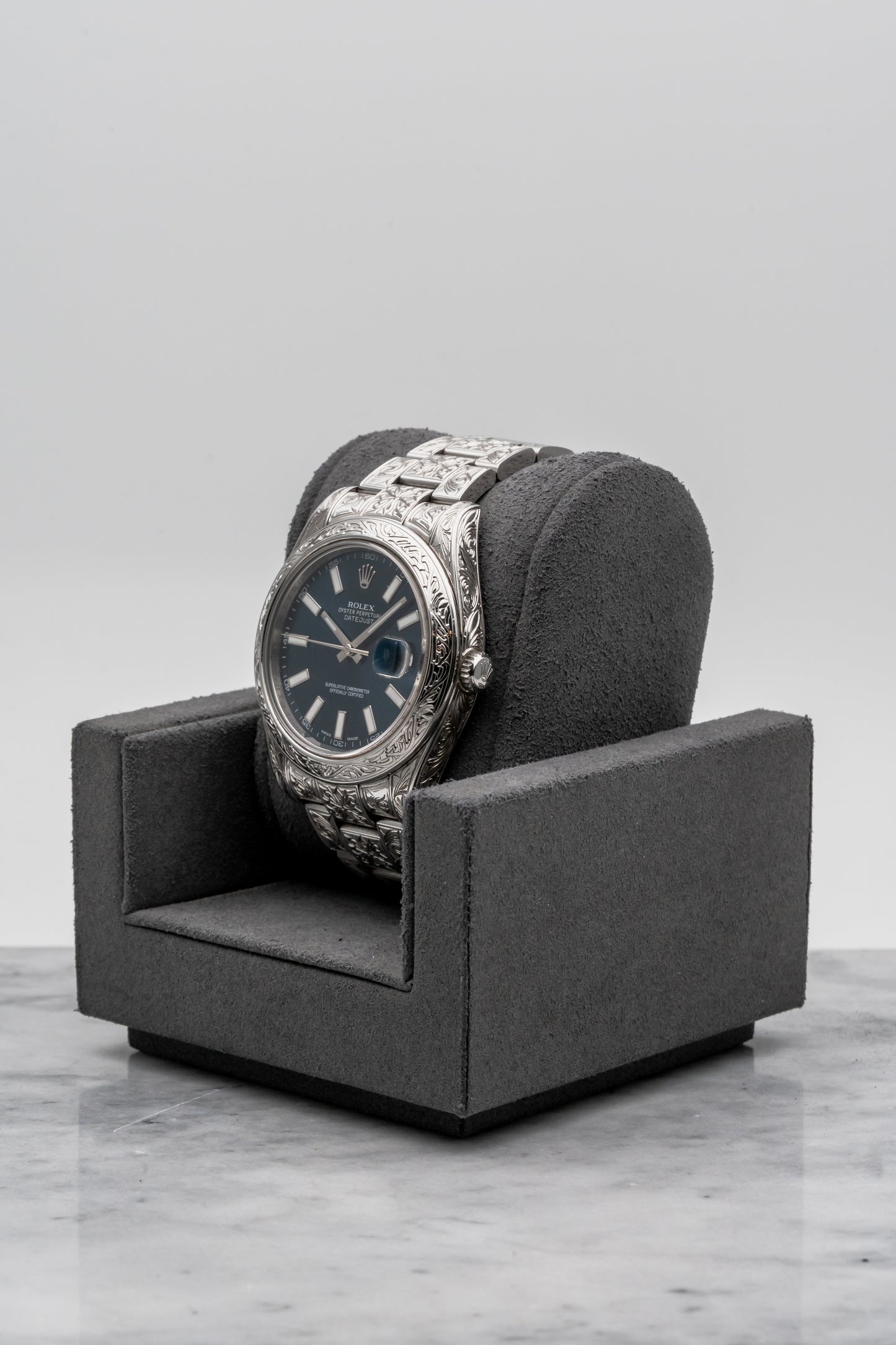 Rolex Datejust 116300 Custom Hand-Engraved Blue Dial