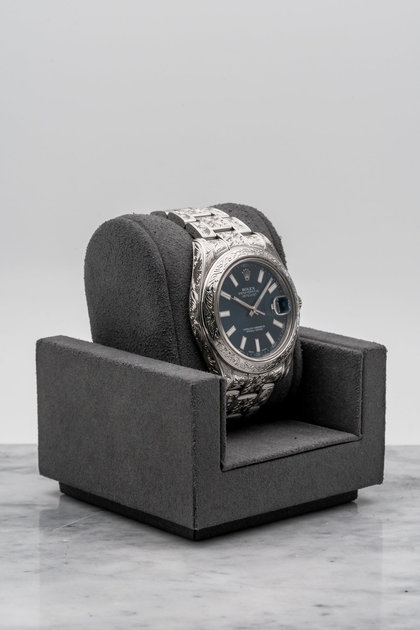 Rolex Datejust 116300 Custom Hand-Engraved Blue Dial