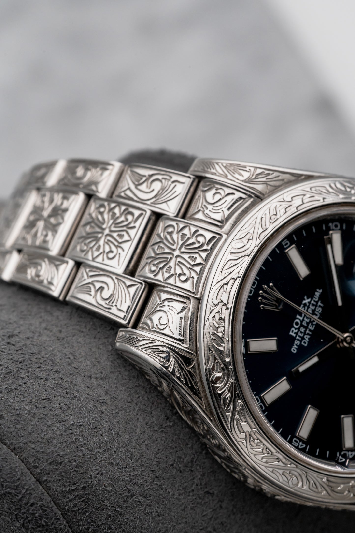 Rolex Datejust 116300 Custom Hand-Engraved Blue Dial