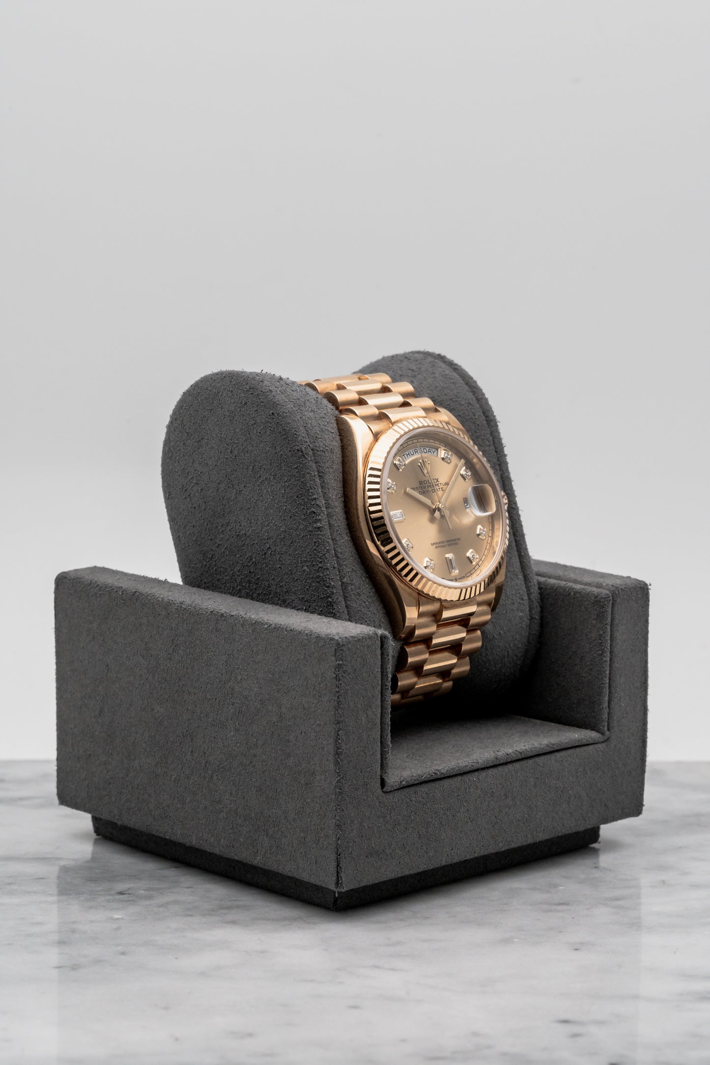 Rolex Day-Date 36 128238, Champagne Dial with Diamond Hour Markers
