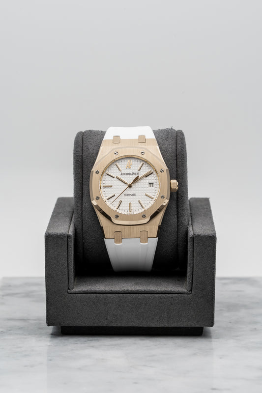 Audemars Piguet Royal Oak 15300OR Rose Gold, White Dial