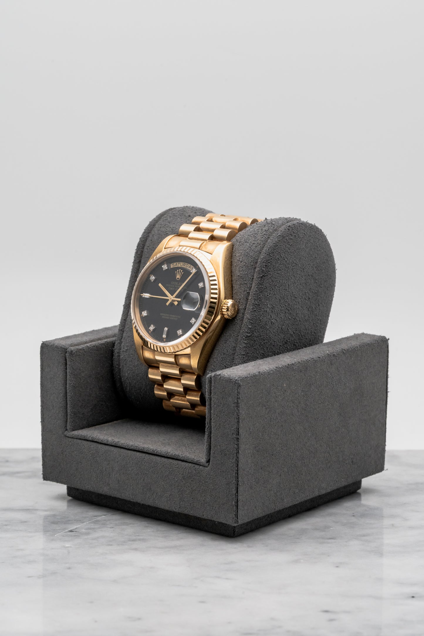 Rolex Day-Date 36 18038 Black Dial with 10 Pt Diamonds