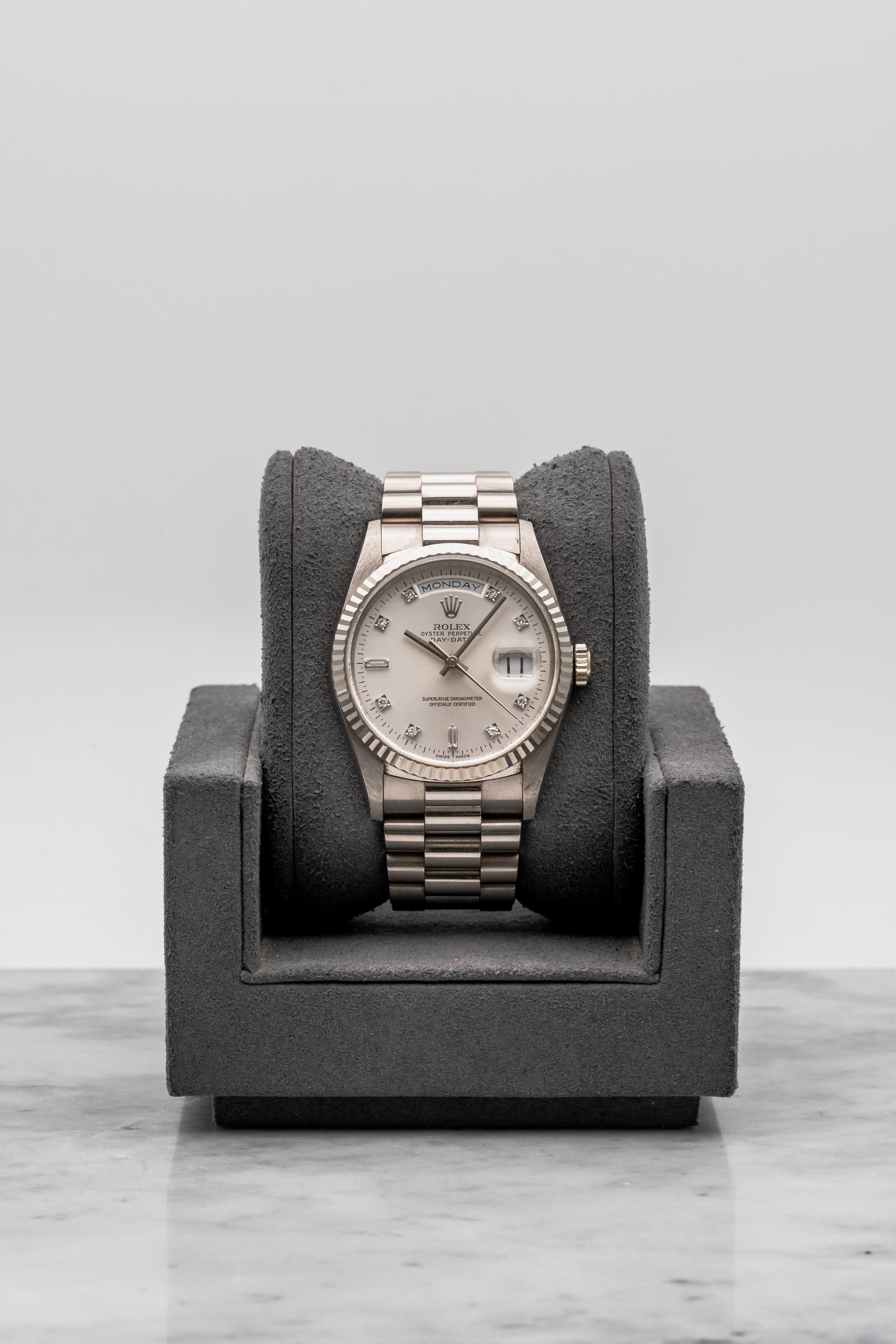 Rolex Day-Date 36 18239 Silver Diamond Dial