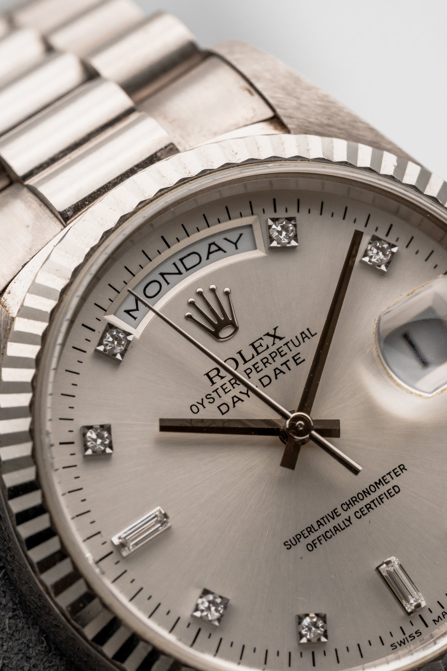 Rolex Day-Date 36 18239 Silver Diamond Dial