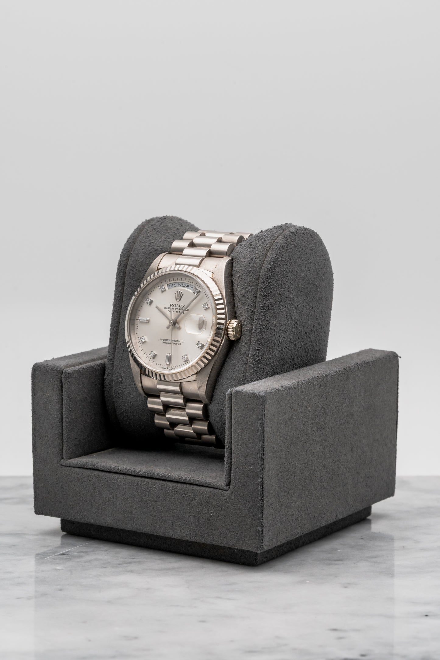 Rolex Day-Date 36 18239 Silver Diamond Dial