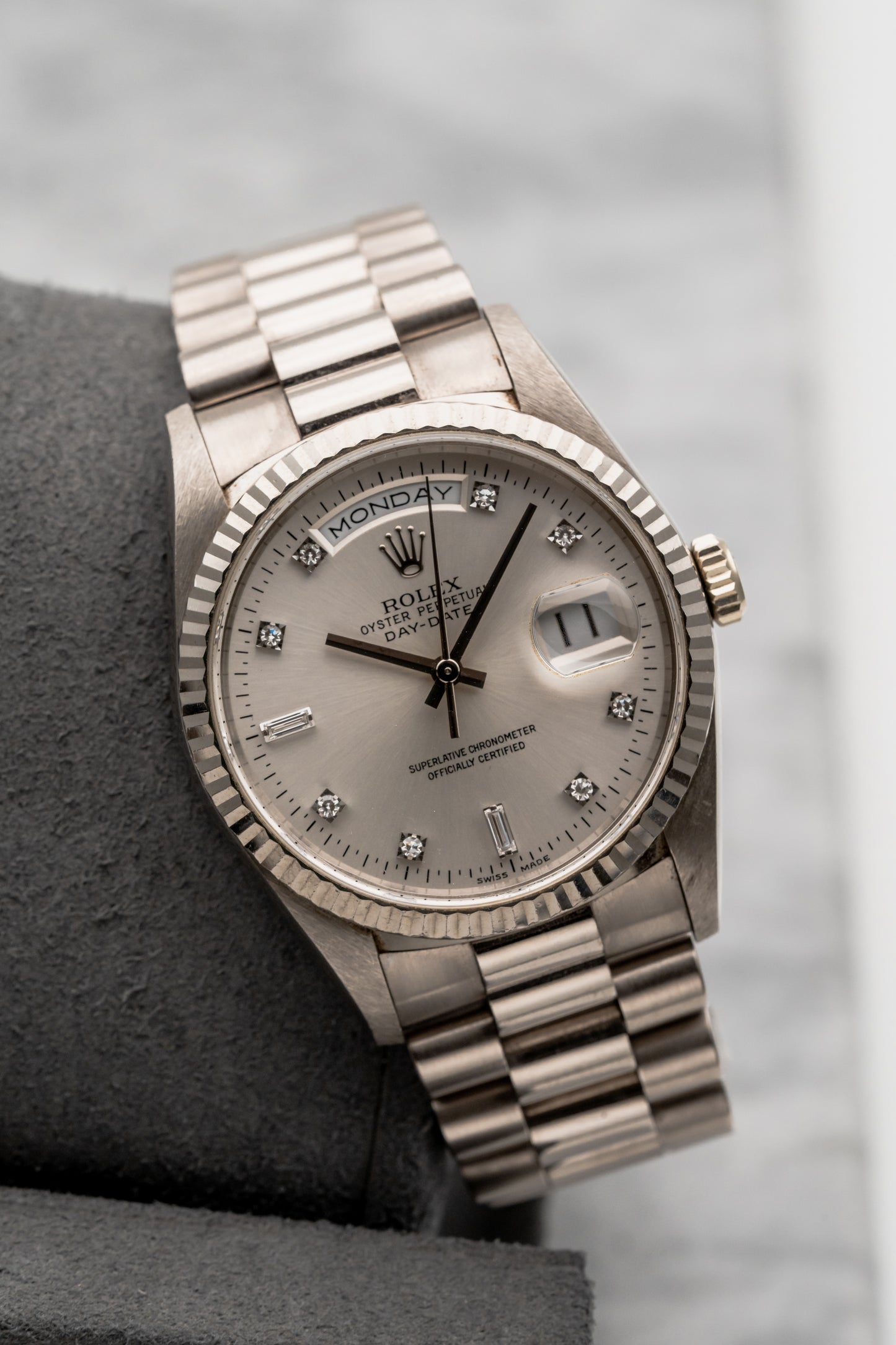 Rolex Day-Date 36 18239 Silver Diamond Dial