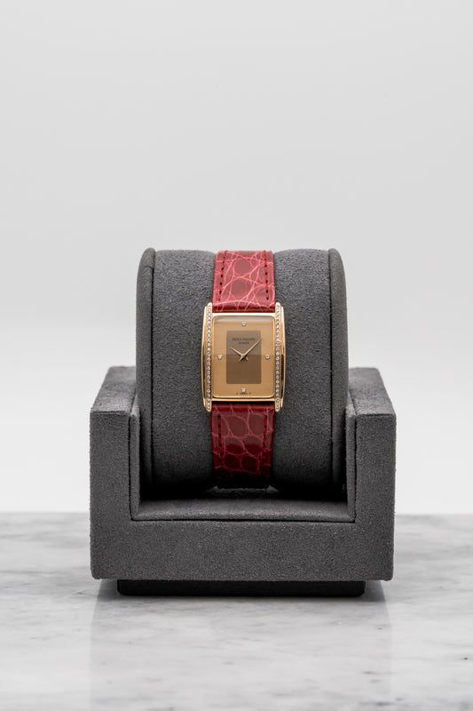 Patek Philippe Gondolo Ladies 2504J Diamond-Set Brown Dial