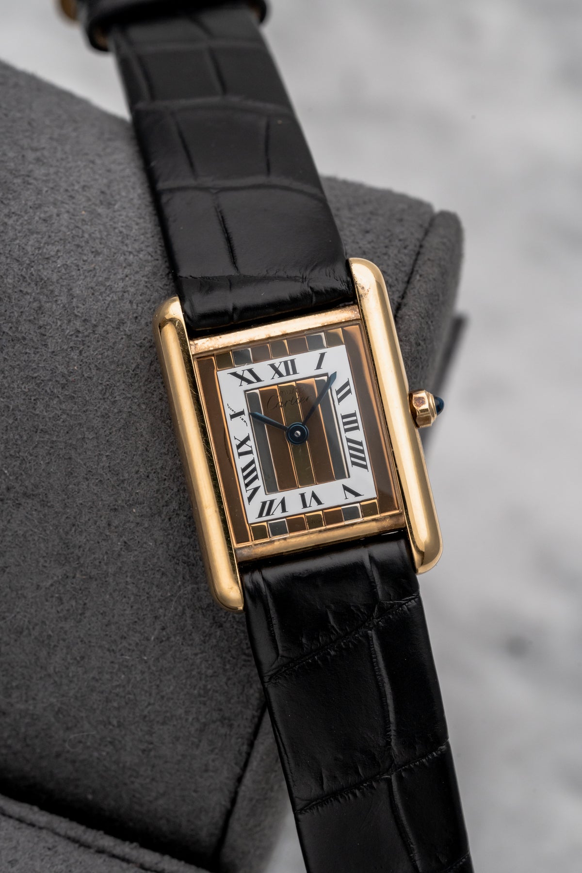 Cartier Tank Must 366001 Gold Striped Dial