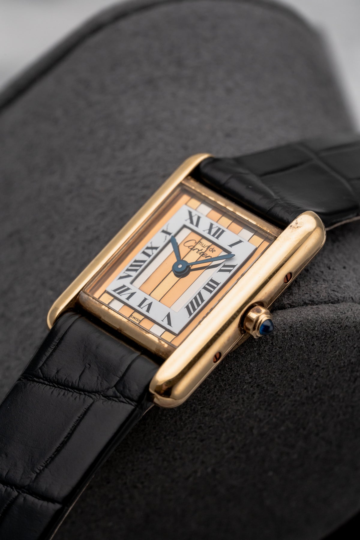 Cartier Tank Must 366001 Gold Striped Dial