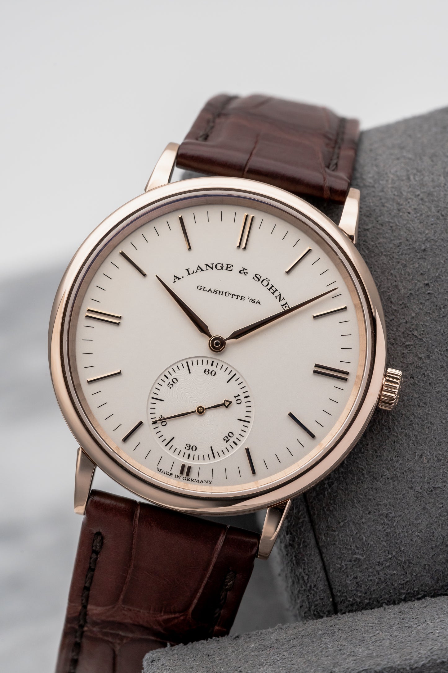 A. Lange & Söhne Saxonia Automatic 380.033, Silver Dial, Rose Gold