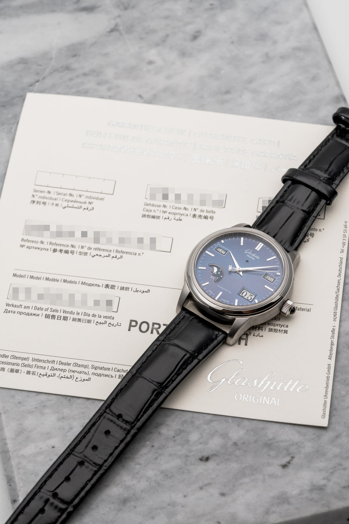 Glashütte Original Senator Perpetual Calendar 39-50-08-15-04, Blue Dial