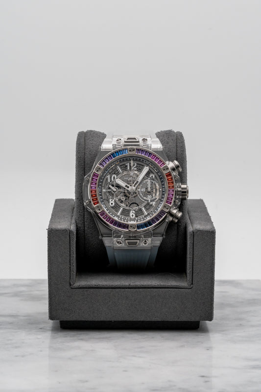 Hublot Big Bang Unico “Galaxy” Sapphire 45mm 411.JX.4803.RT.4098, Skeleton Dial