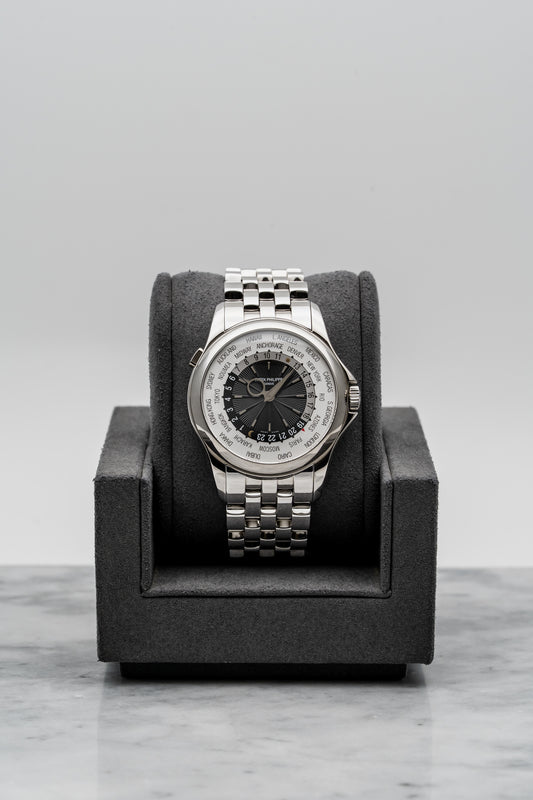 Patek Philippe World Time 5130/1G White Gold, Black Guilloché Dial