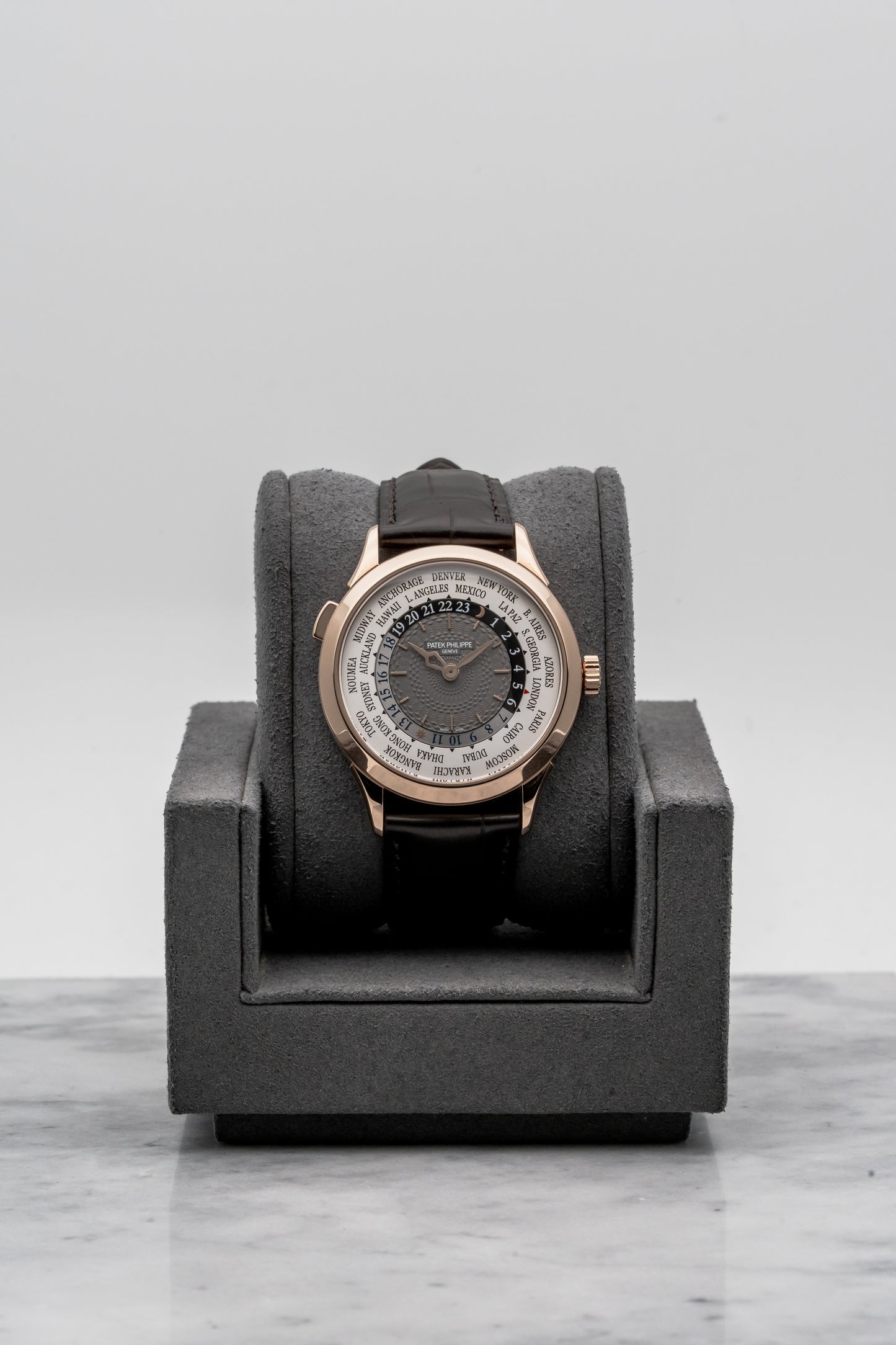 Patek Philippe World Time 5230R-001 Rose Gold Grey Guilloché Dial