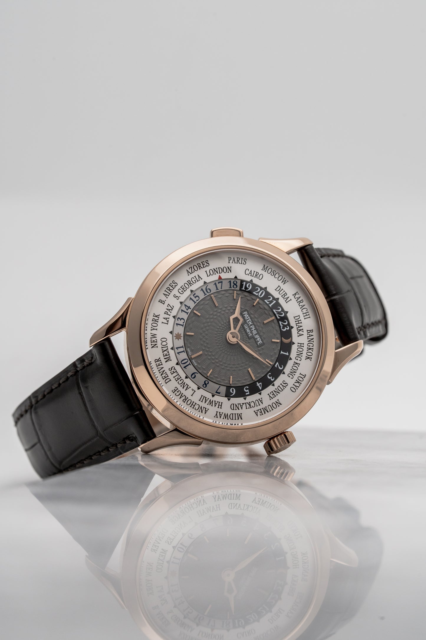 Patek Philippe World Time 5230R-001 Rose Gold Grey Guilloché Dial