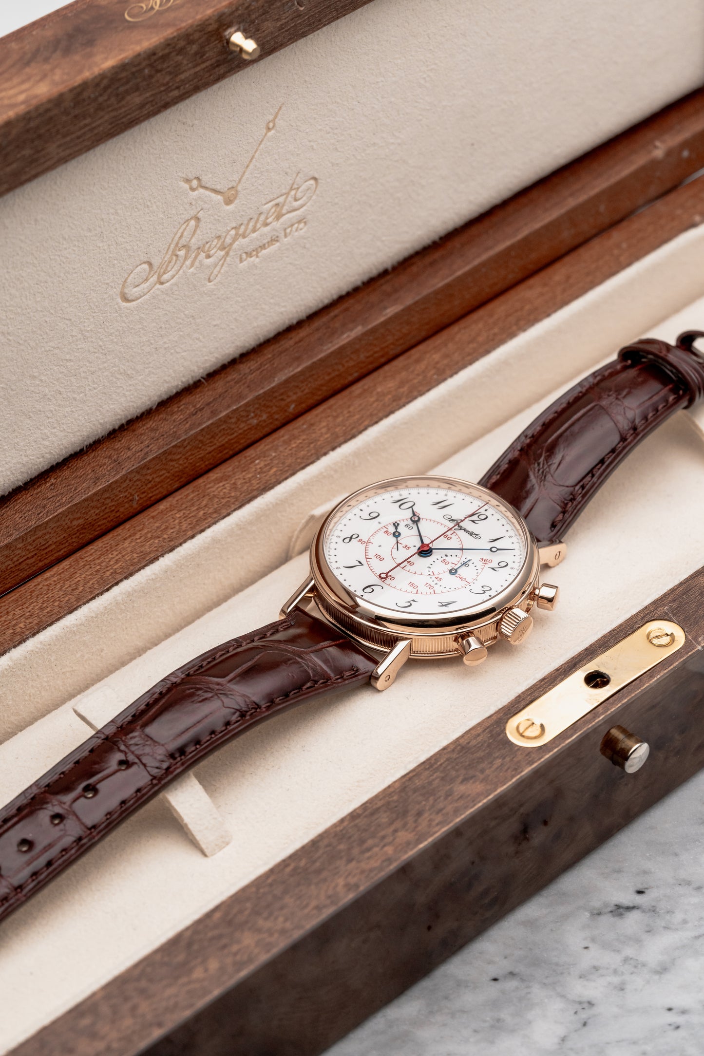 Breguet Classique Chronograph 5247BR/29/9V6, Grand Feu Enamel Dial, Rose Gold