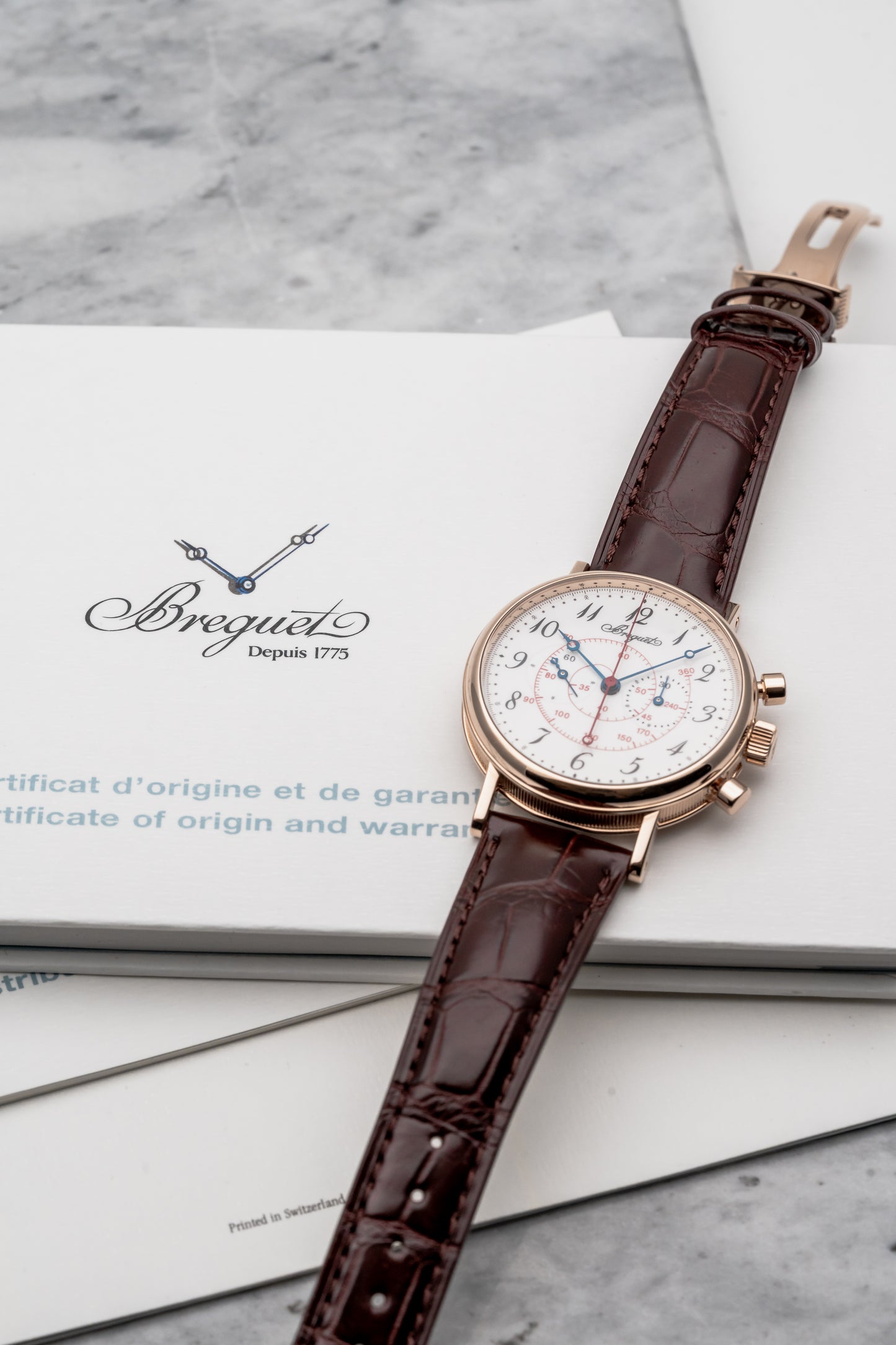 Breguet Classique Chronograph 5247BR/29/9V6, Grand Feu Enamel Dial, Rose Gold