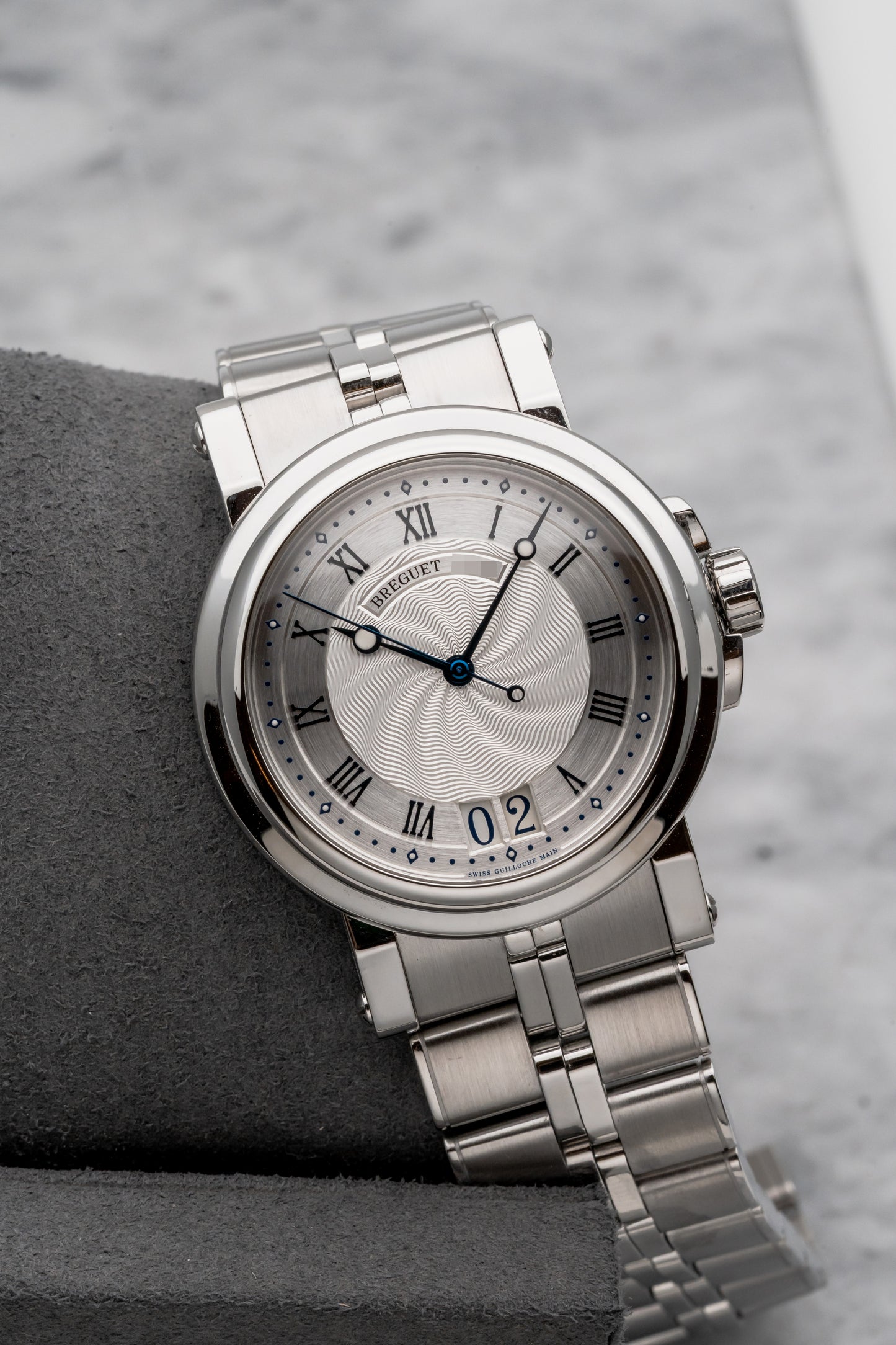 Breguet Marine Bracelet 581ST/12/SV0 Silver Guilloché Dial, Stainless Steel