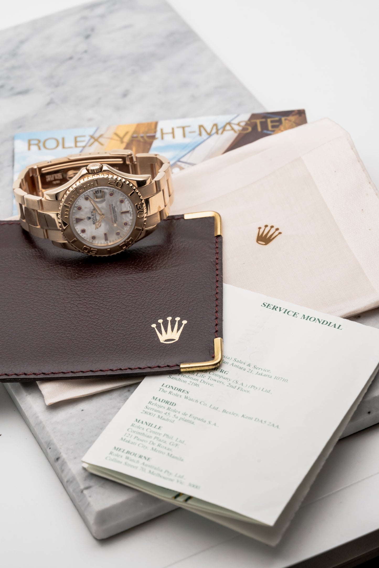 Rolex Yacht-Master 68628, Mother-of-Pearl Ruby Dial, Yellow Gold