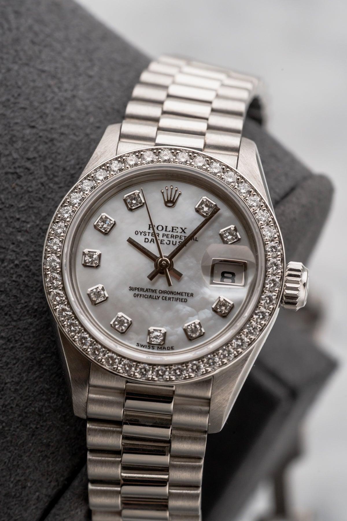 Rolex Datejust 26 69136NG Platinum Mother-of-Pearl Diamond Dial