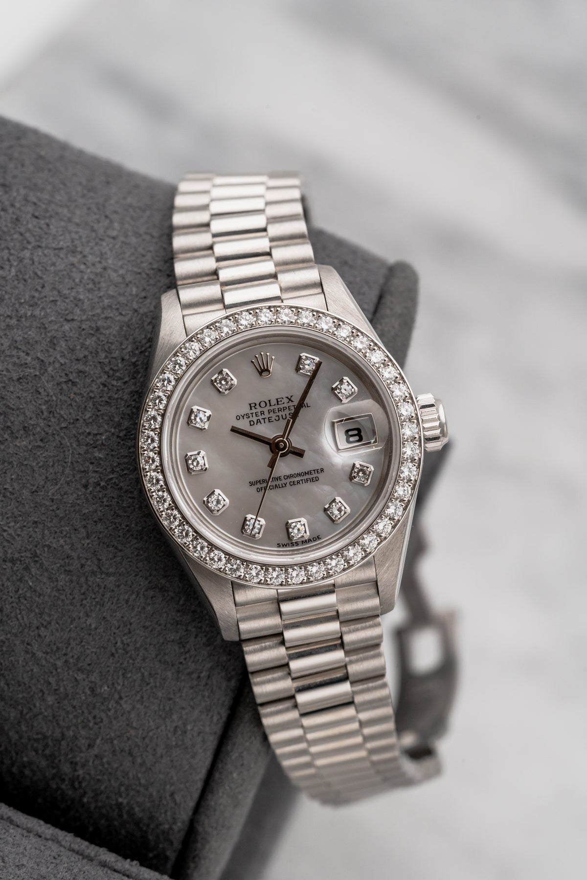 Rolex Datejust 26 69136NG Platinum Mother-of-Pearl Diamond Dial