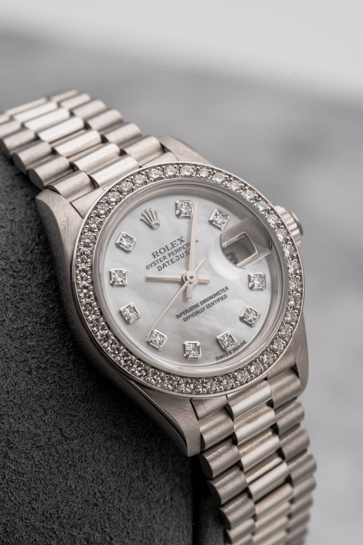 Rolex Datejust 26 69136NG Platinum Mother-of-Pearl Diamond Dial