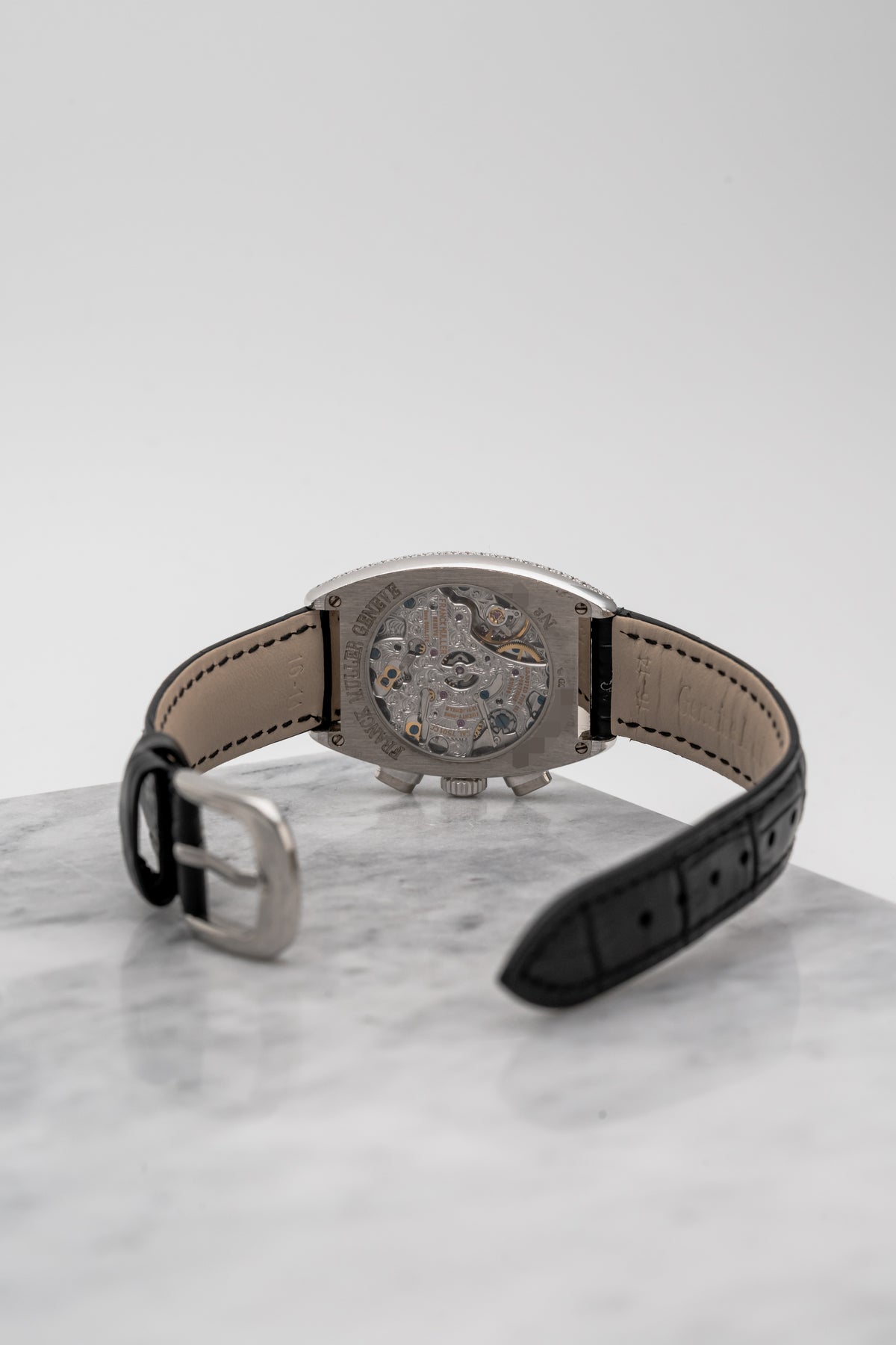 Franck Muller Cintree Curvex Chronograph Pavé 7502 CC Silver Guilloché Dial