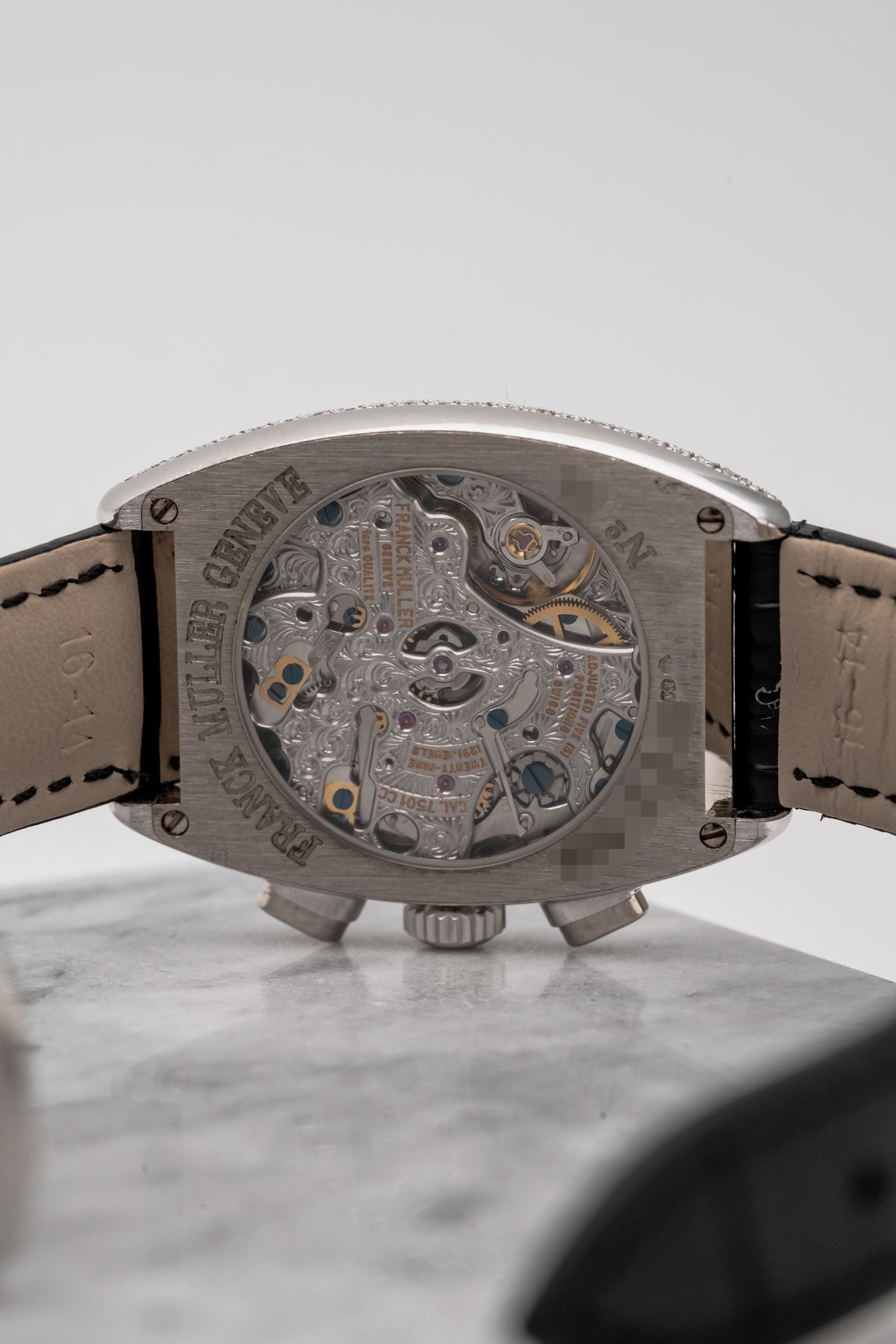 Franck Muller Cintree Curvex Chronograph Pavé 7502 CC Silver Guilloché Dial