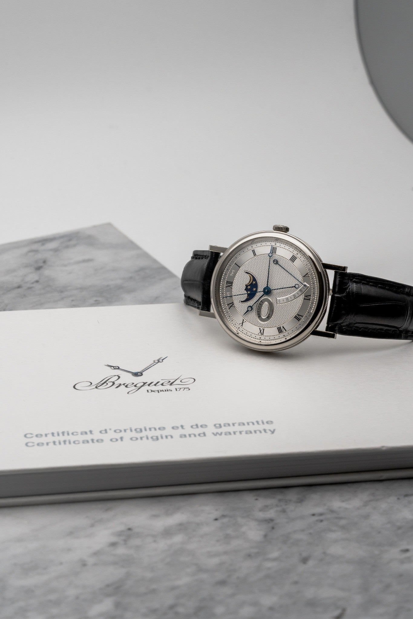 Breguet Classique 7787BB Moonphase, White Gold Guilloché Dial
