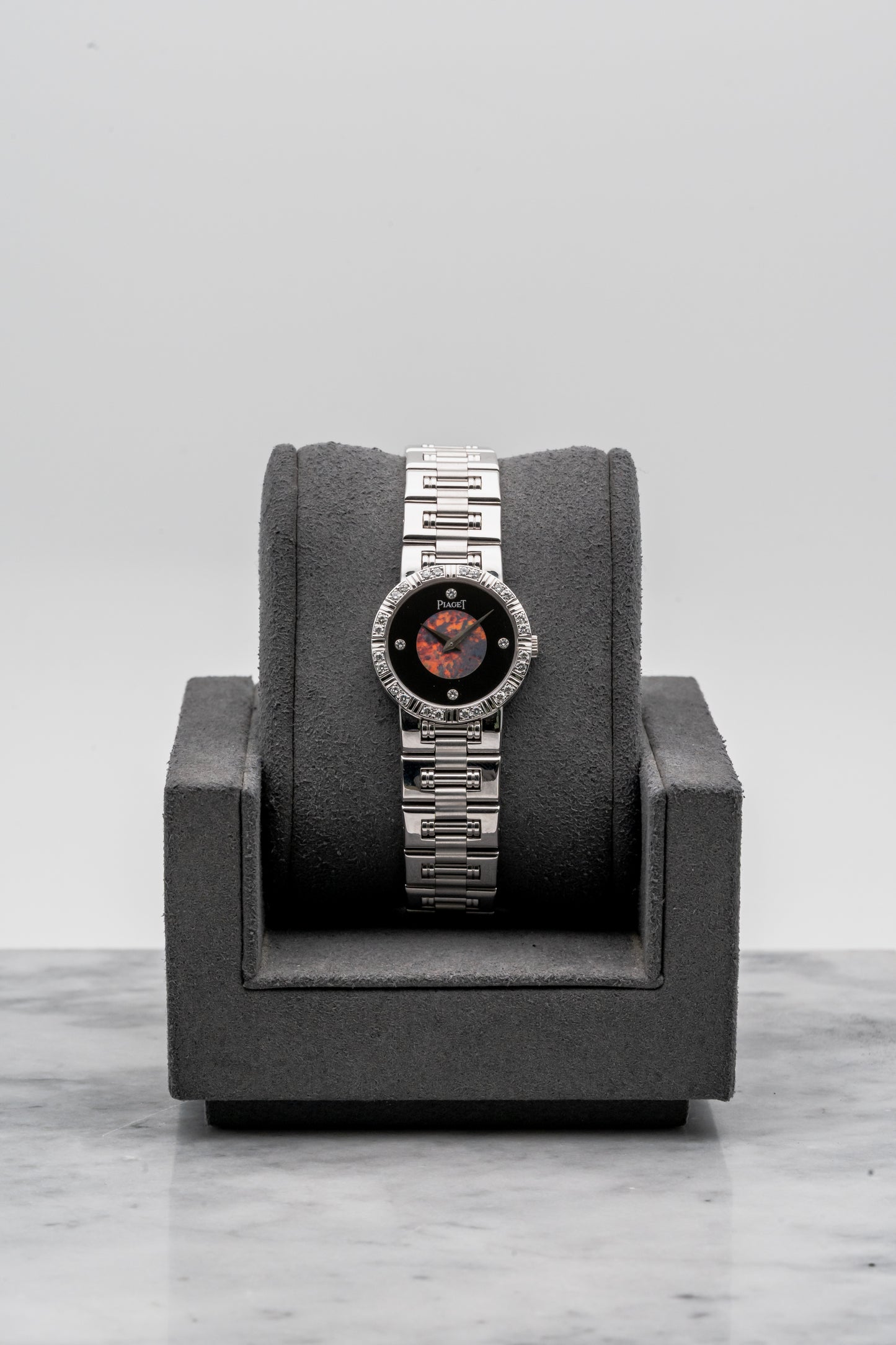 Piaget Dancer 80564 White Gold Opal Onyx Dial with Diamonds