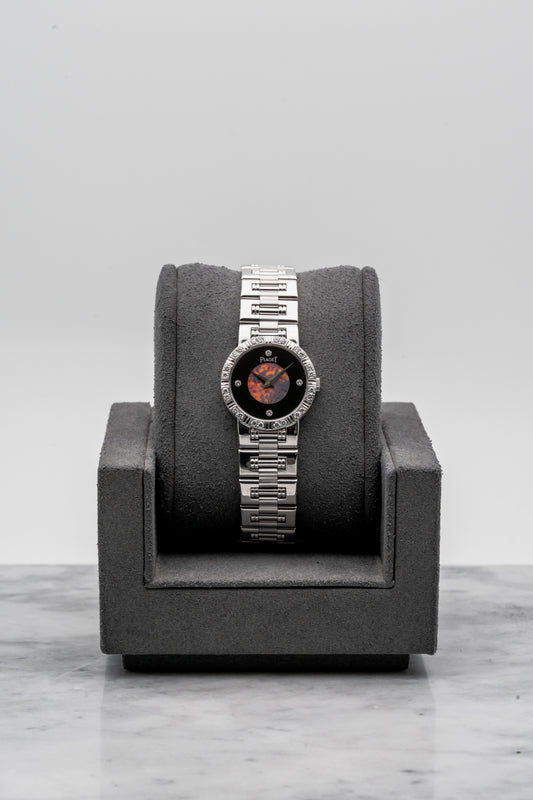 Piaget Dancer 80564 White Gold Opal Onyx Dial with Diamonds
