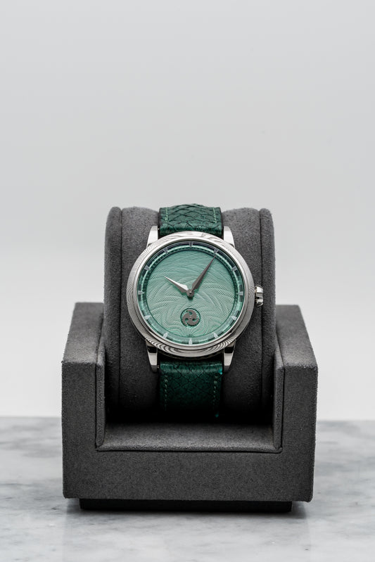 GoS Norrsken Green Guilloché – Damascus Steel