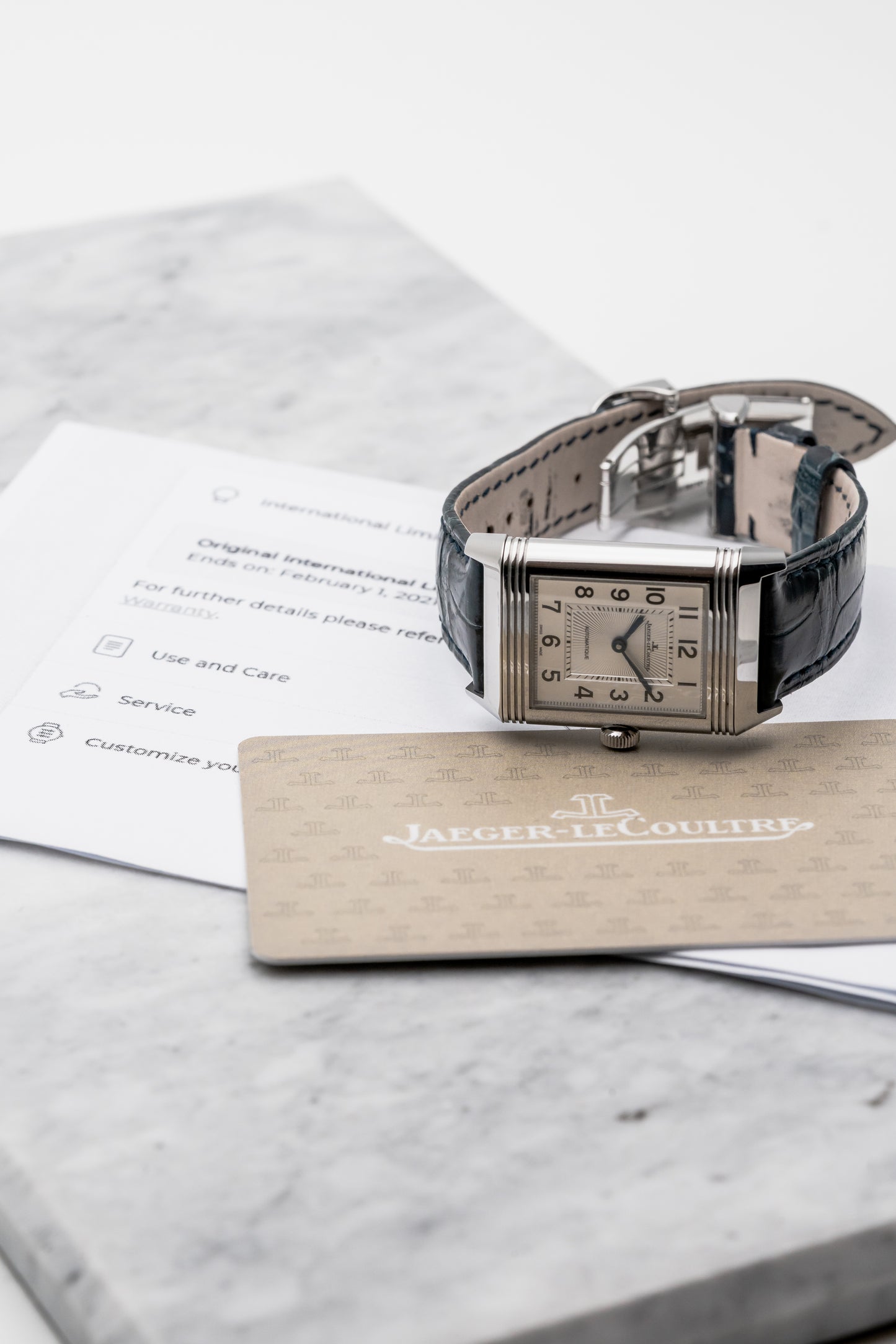 Jaeger-LeCoultre Reverso Classic Medium Duetto Q25784AB, Silver/Ivy Blue Dial, Stainless Steel