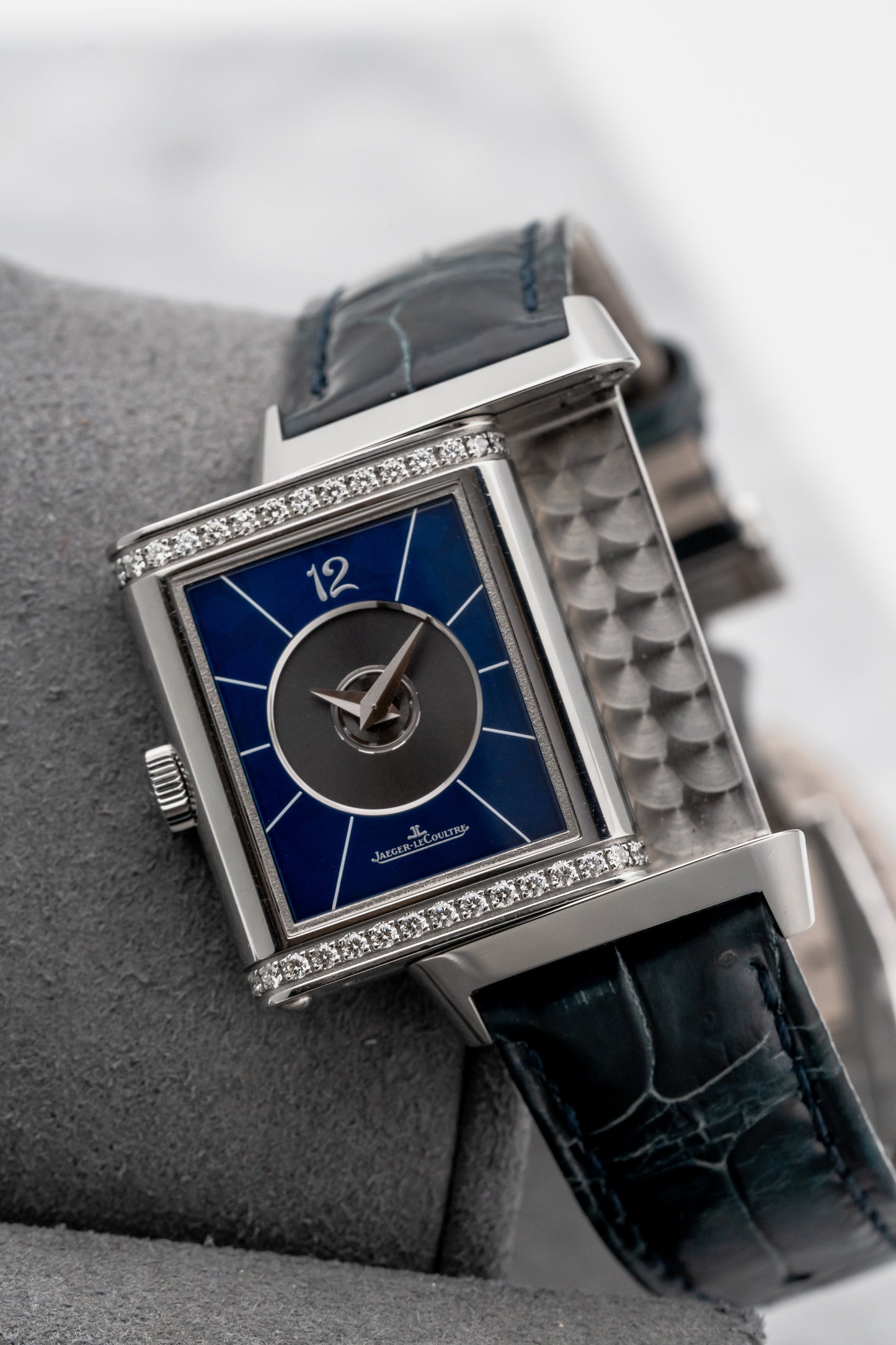 Jaeger-LeCoultre Reverso Classic Medium Duetto Q25784AB, Silver/Ivy Blue Dial, Stainless Steel