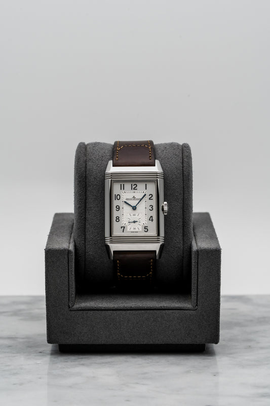 Jaeger-LeCoultre Reverso Tribute Duoface Large Date Q3848422 Stainless Steel, Silver & Black Dial