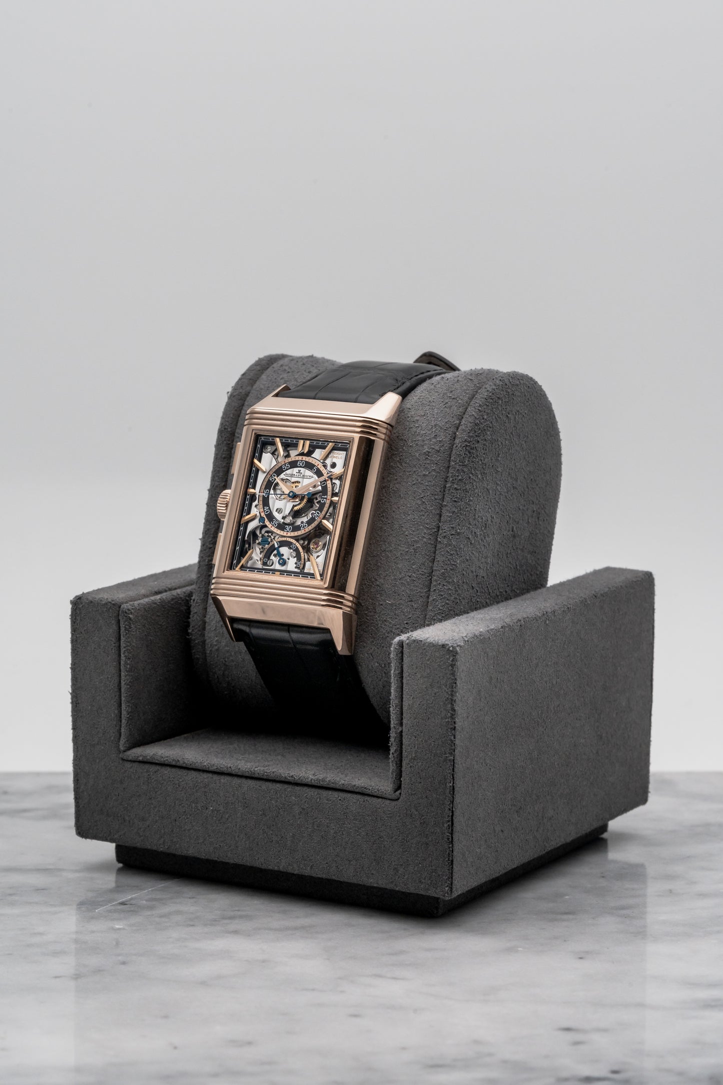 Jaeger-LeCoultre Reverso Tribute Chronograph Q389257J, Skeleton Dial, Rose Gold