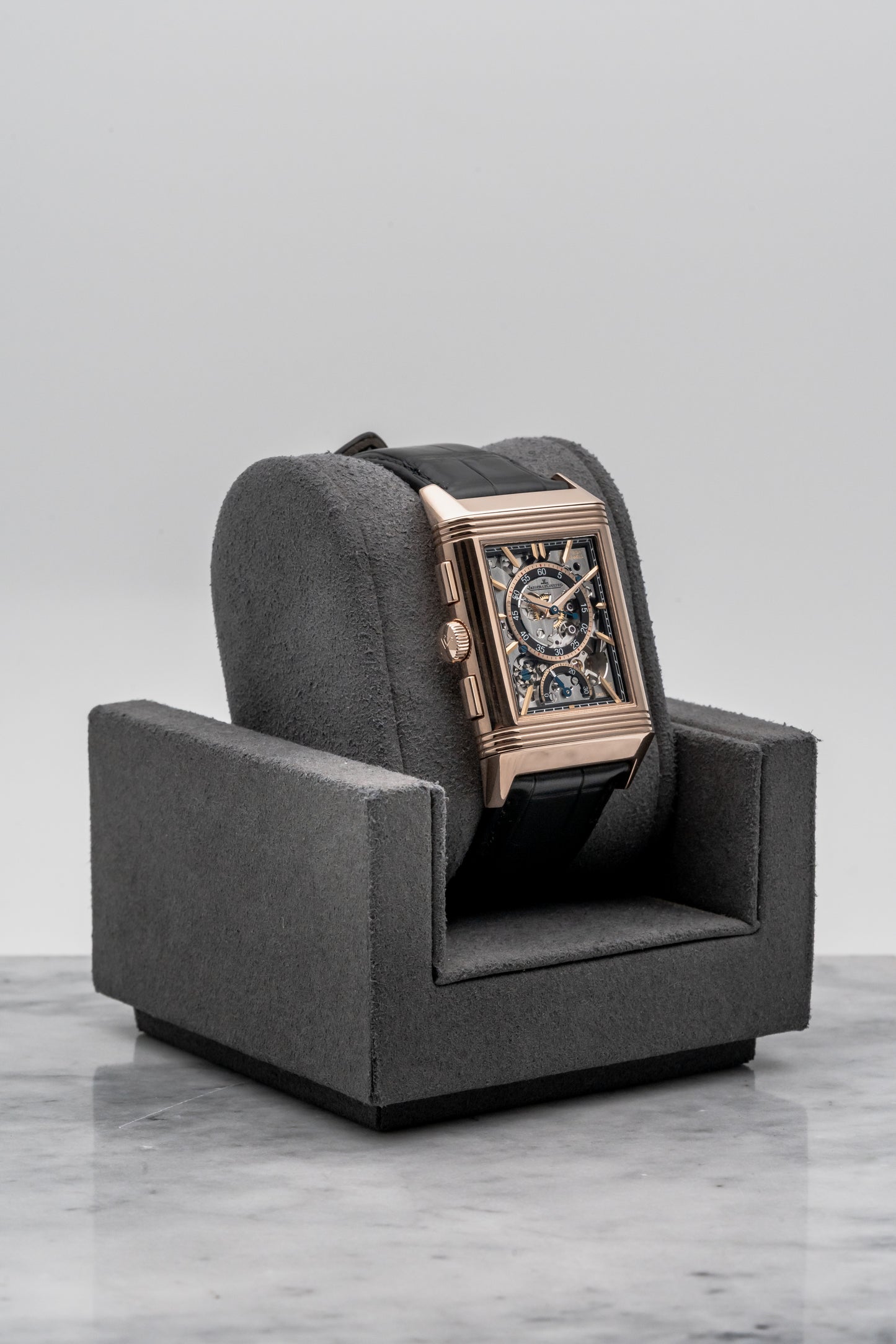 Jaeger-LeCoultre Reverso Tribute Chronograph Q389257J, Skeleton Dial, Rose Gold