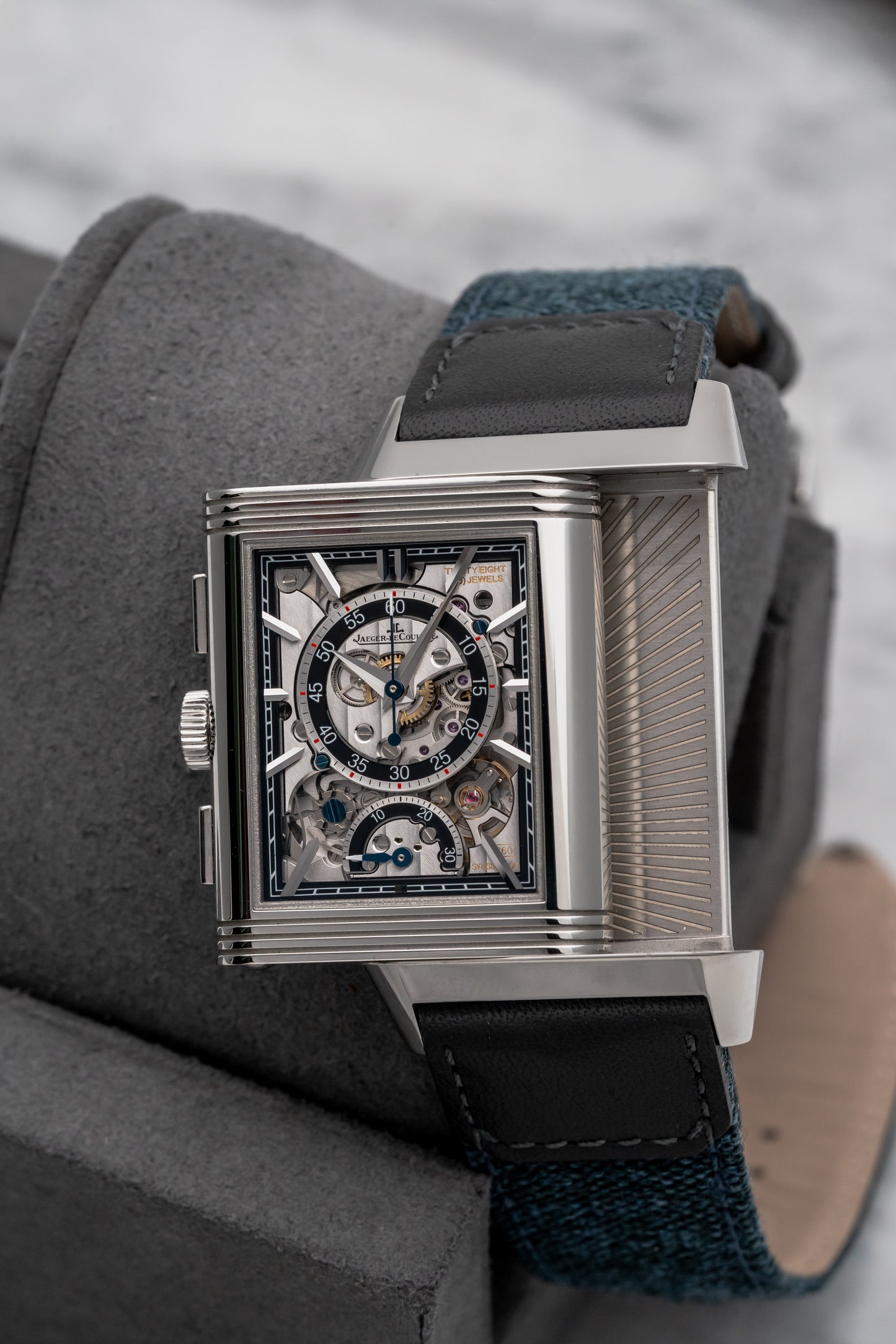 Jaeger-LeCoultre Reverso Tribute Chronograph Q389848J Blue Dial