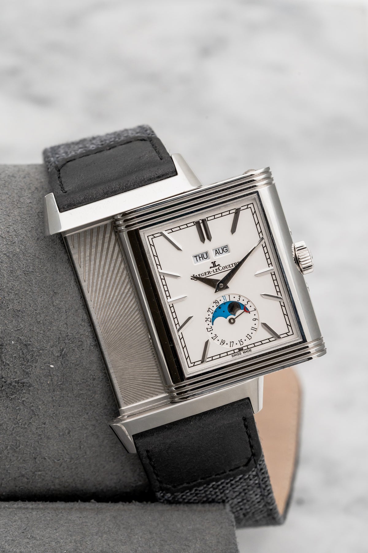 Jaeger-LeCoultre Reverso Tribute Duoface Calendar Q3918420 Silver/Blue Dial