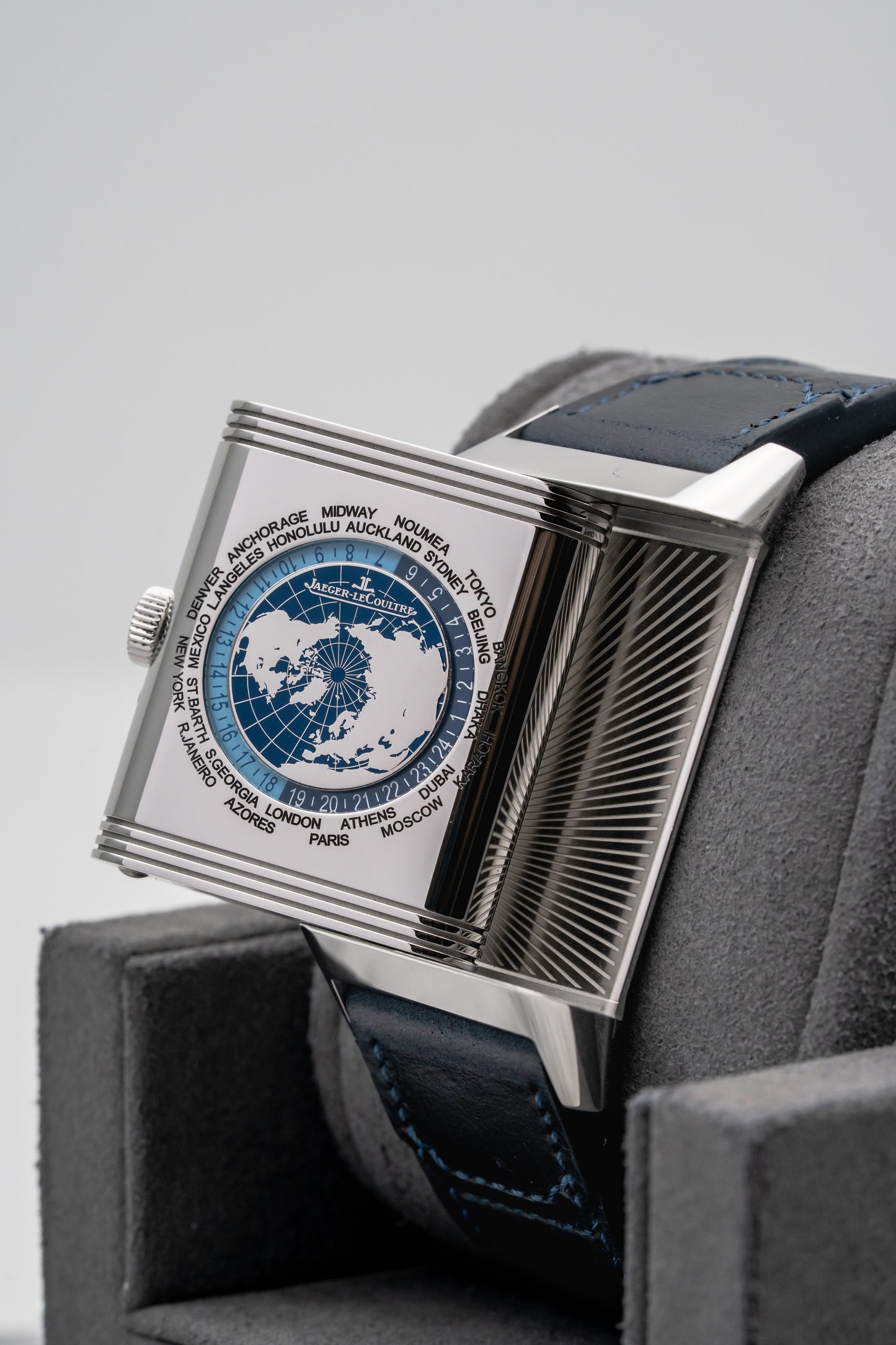 Jaeger-LeCoultre Reverso Tribute Geographic Q714845J Stainless Steel, Blue Dial